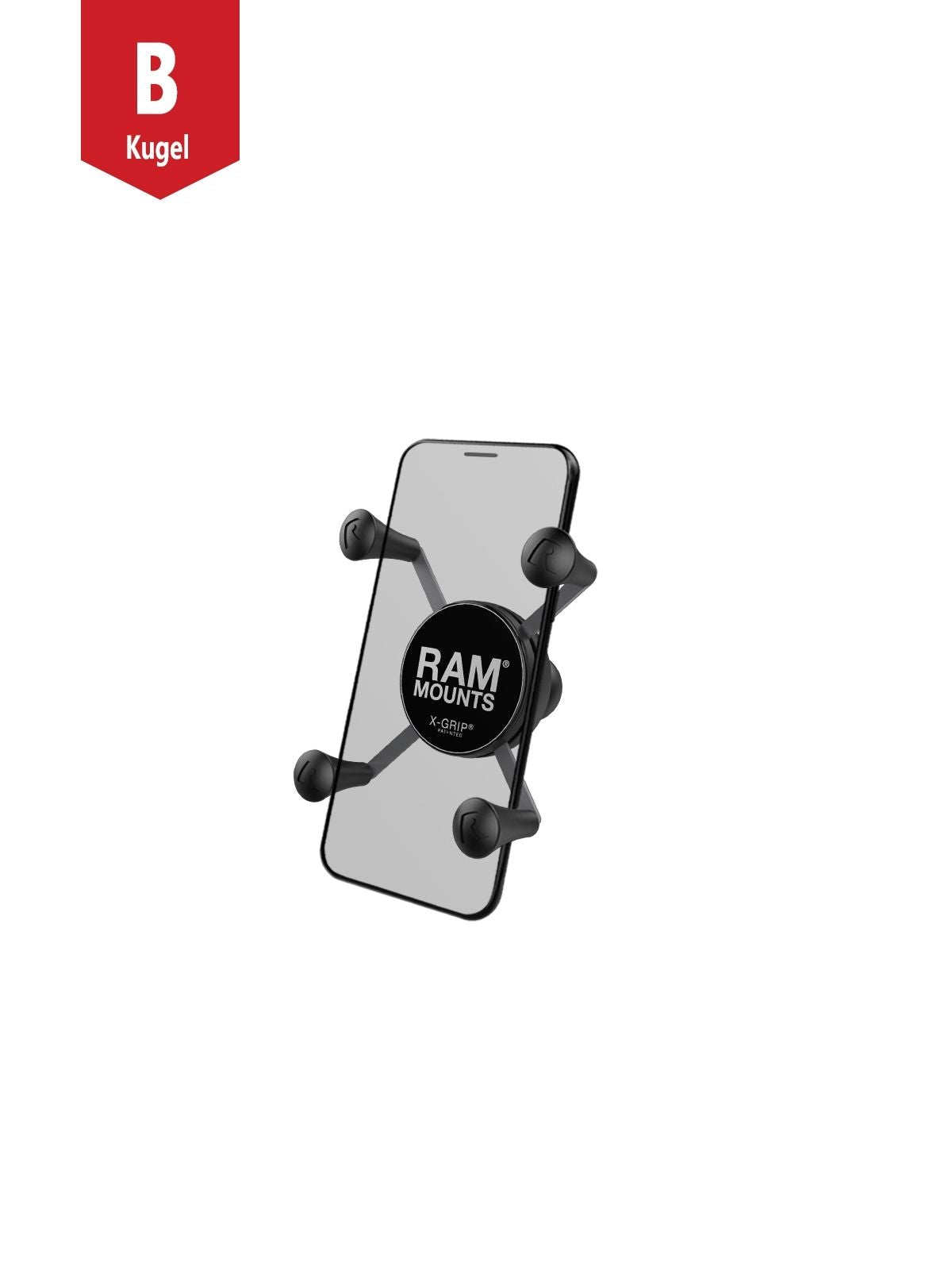 RAM Mounts X-Grip-Halteklammer für Smartphones klein bis 82,6 mm Breite - B-Kugel